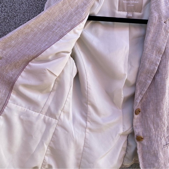 Banana Republic Cream Beige 100% Linen Exterior Blazer Sz 6 - Picture 7 of 13